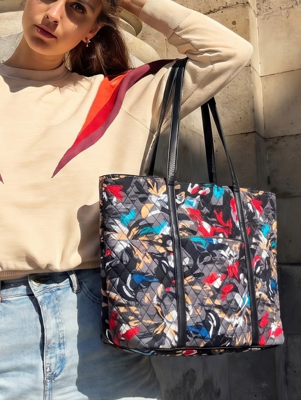 💝 Vera Bradley Vintage Large Splash Floral Shopper's Tote/Carry-On Luggage